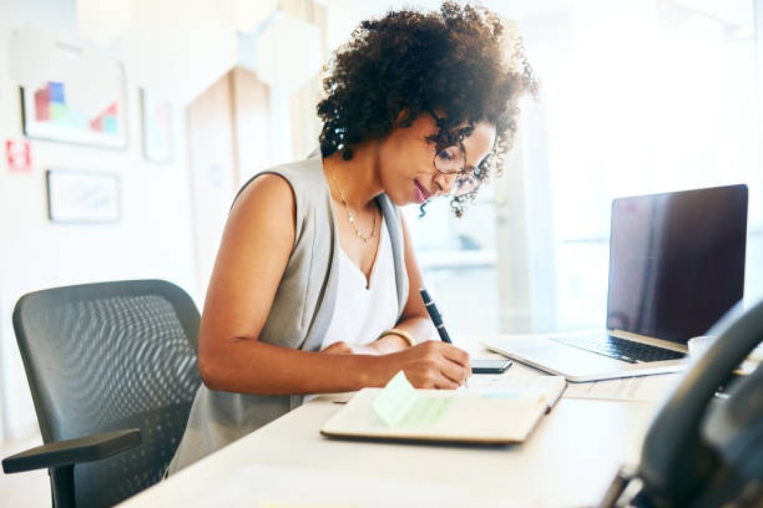 Shot of a businesswoman working at her desk